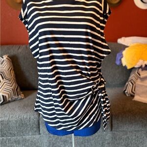 Old Navy Black and White Striped Muscle Tee